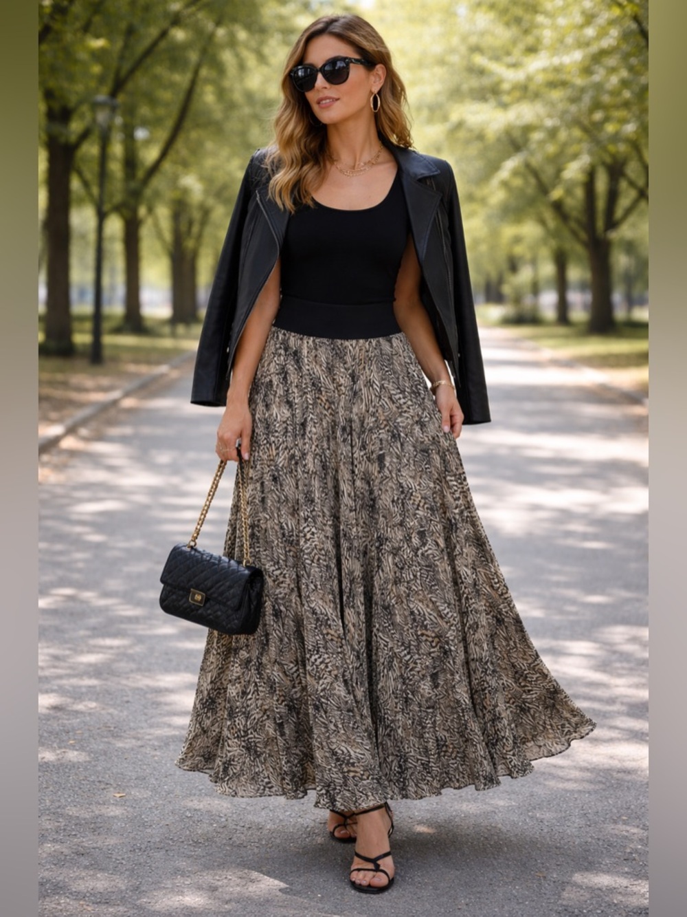 (K2) Jones New York vintage Super flared and flowy stretch skirt in 100% silk,L